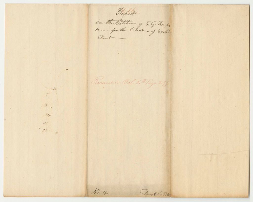 Miniature of Report 616: Report on the Petition of E.G. Thompson and Others for the Pardon of Ezekiel Kent and Martin L. Crossman