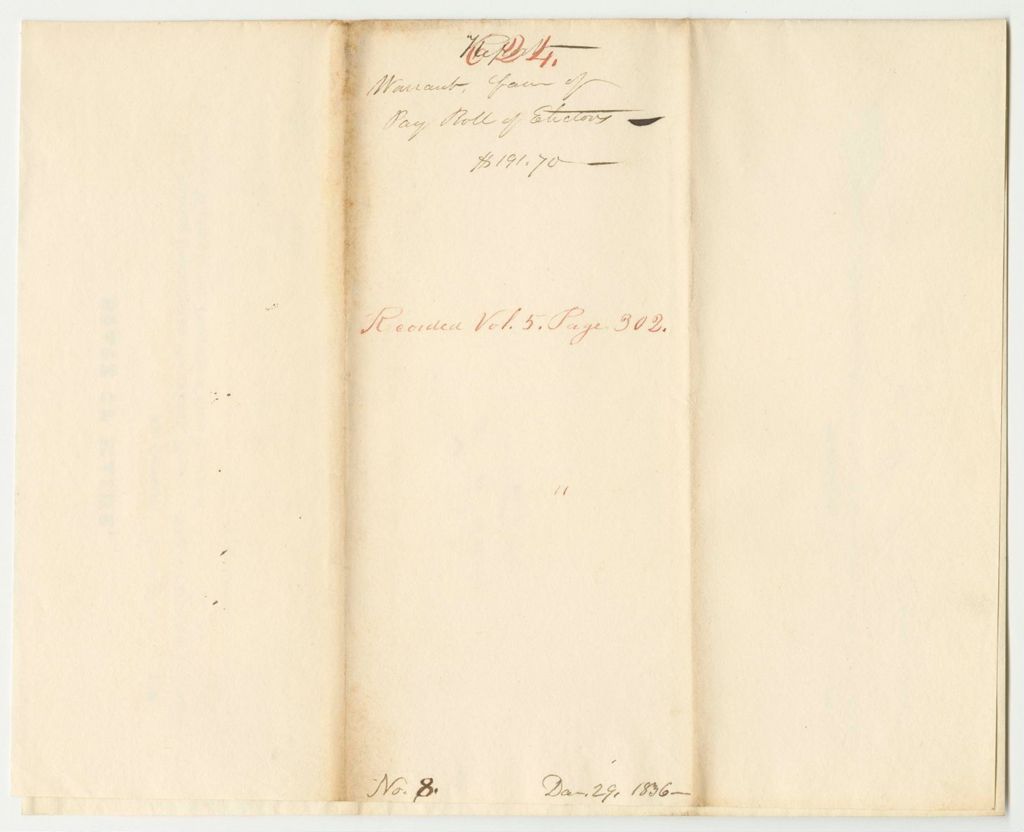 Miniature of Report 624: Warrant for the Payroll of Elections