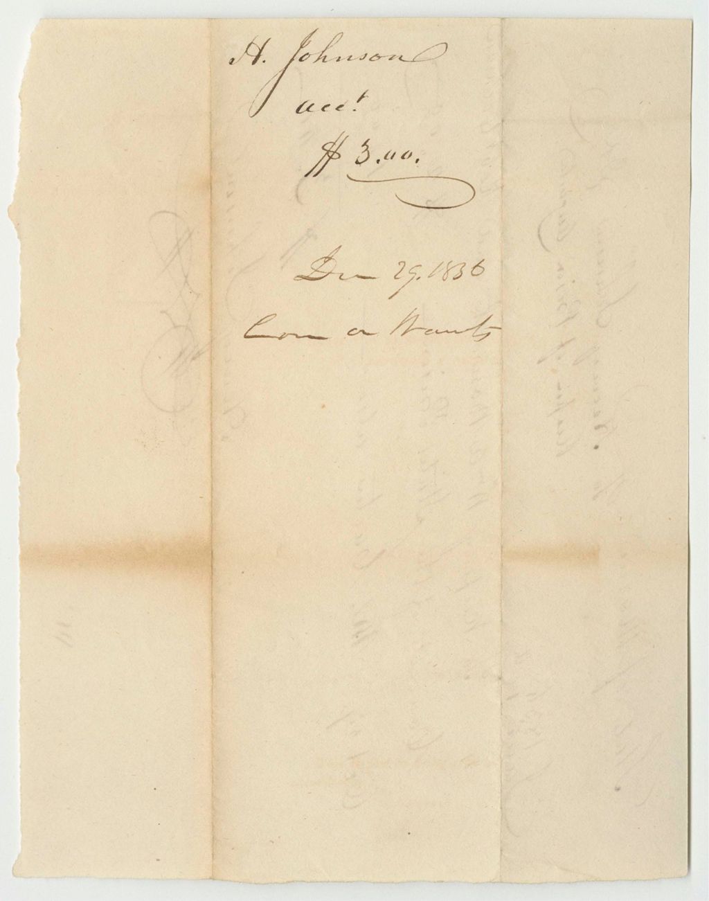 Miniature of Account of Henry Johnson, Keeper of the Jail in Augusta