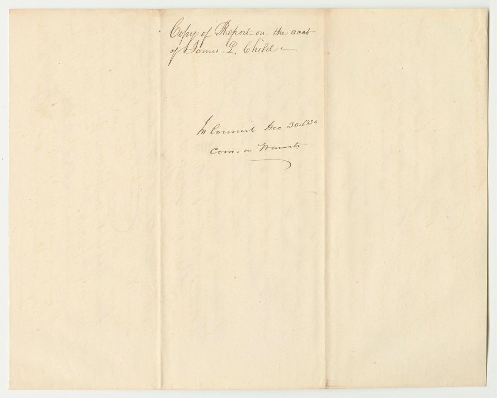 Miniature of Report on the Account of James L. Child, Secretary of the Board of Internal Improvements