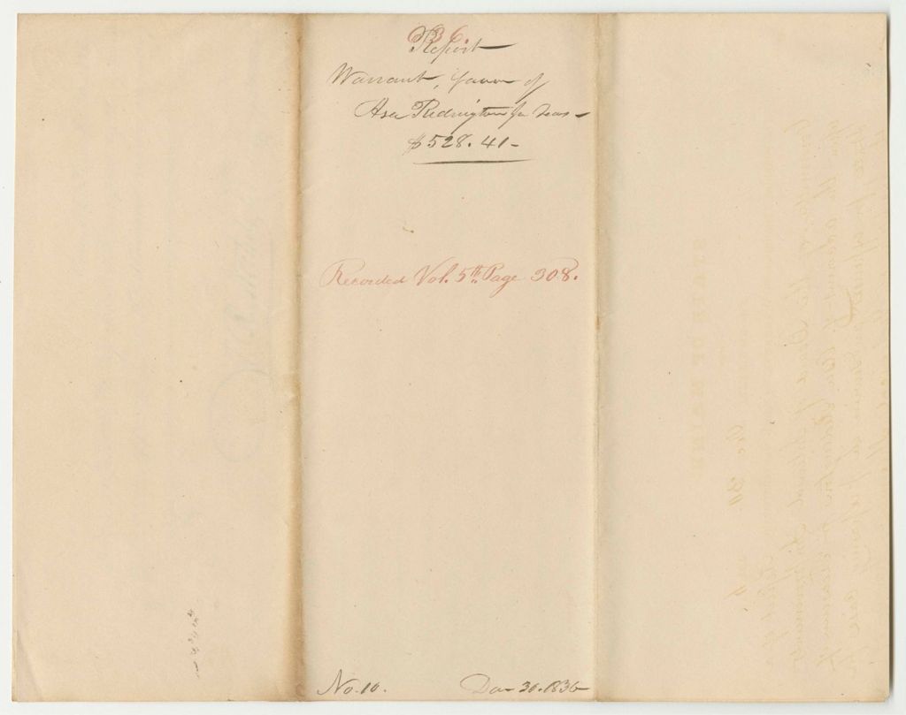 Miniature of Report 636: Warrant in Favor of Asa Redington Jr., State Treasurer, for Services and Expenses for Preparing Cases for the Reception of Geological Specimens