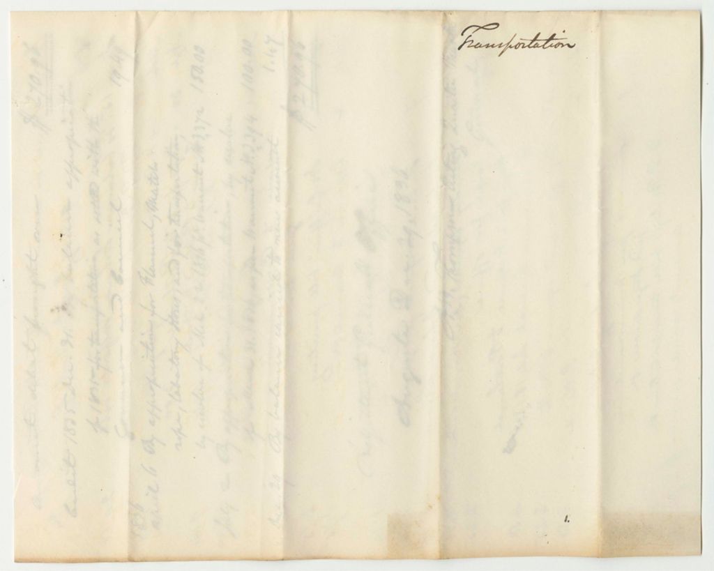 Miniature of Account of Abner B. Thompson, Adjutant General, for Transportation