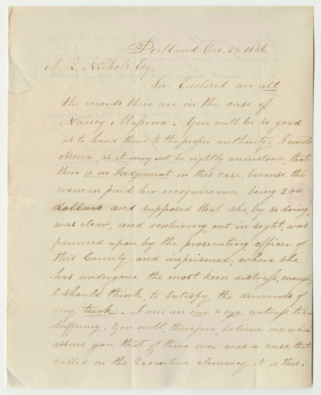 Miniature of Papers Relating to Nancy Masena