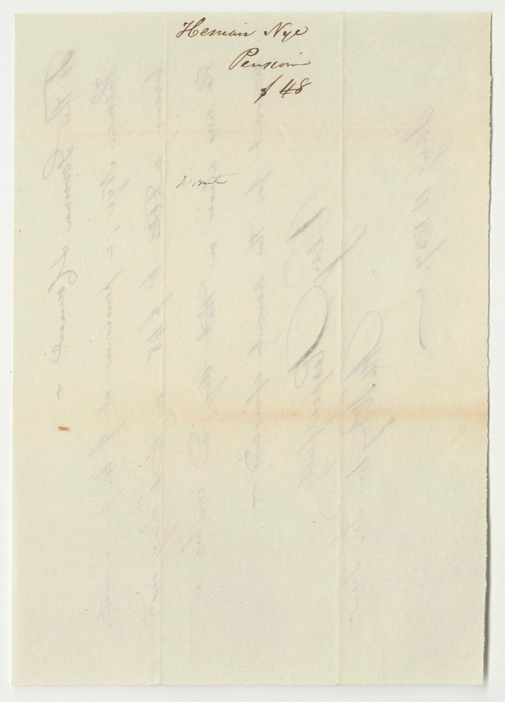 Miniature of Certificate for the Pension of Heman Nye