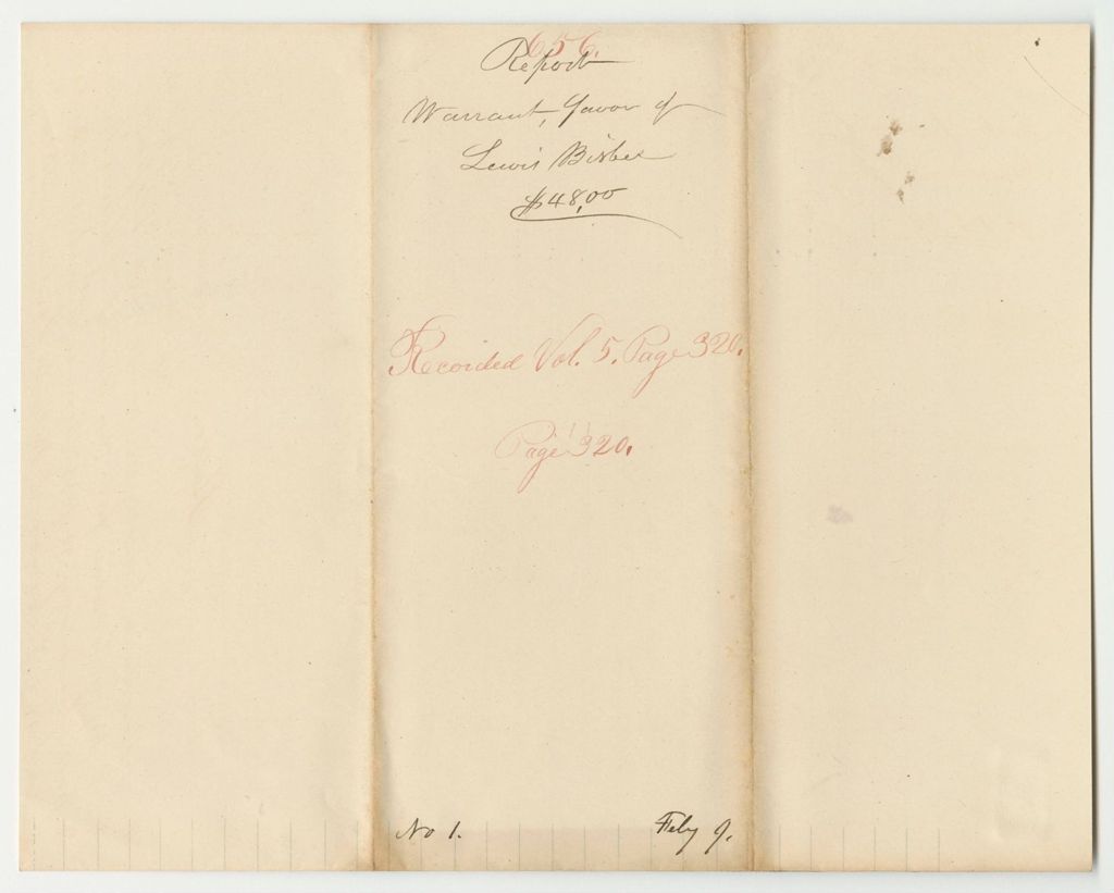 Miniature of Report 656: Warrant in Favor of Lewis Bisbee for His Pension