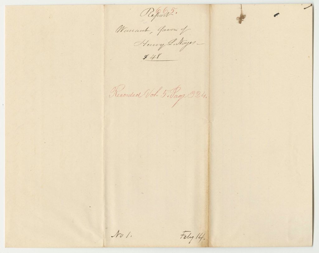 Miniature of Report 665: Warrant in Favor of Henry L. Noyes for His Pension