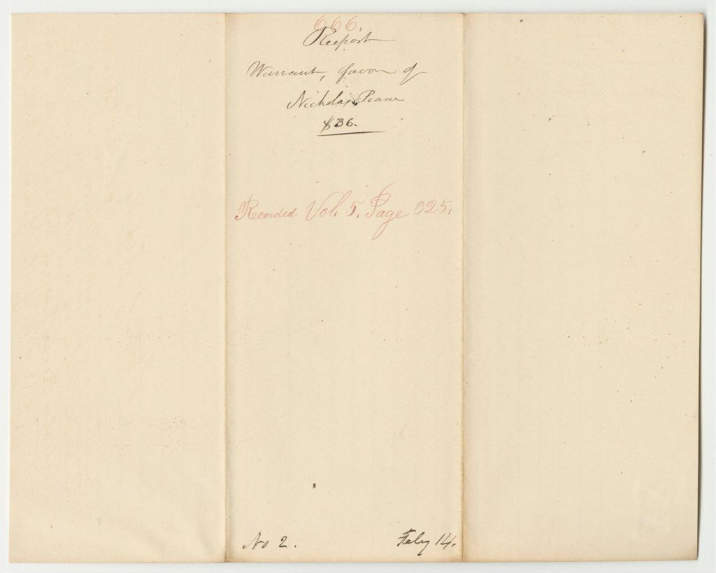 Miniature of Report 666: Warrant in Favor of Nicholas Pierce, for His Pension