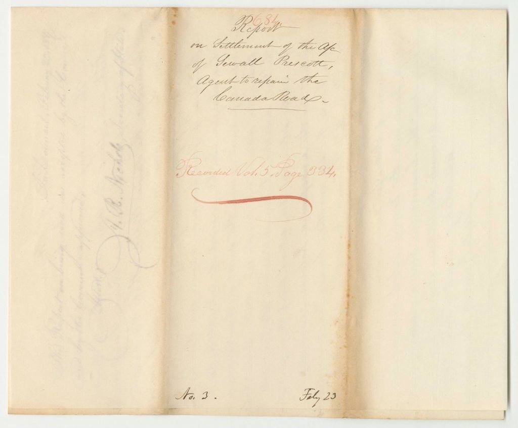 Miniature of Report 684: Report on the Settlement of the Account of Sewall Prescott, Agent to Repair the Canada Road