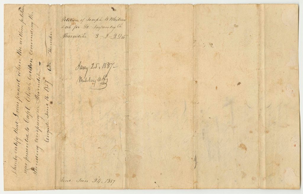 Miniature of Petition of Joseph B. Whitney and Others for the Organization of a Light Infantry Company in Thorndike