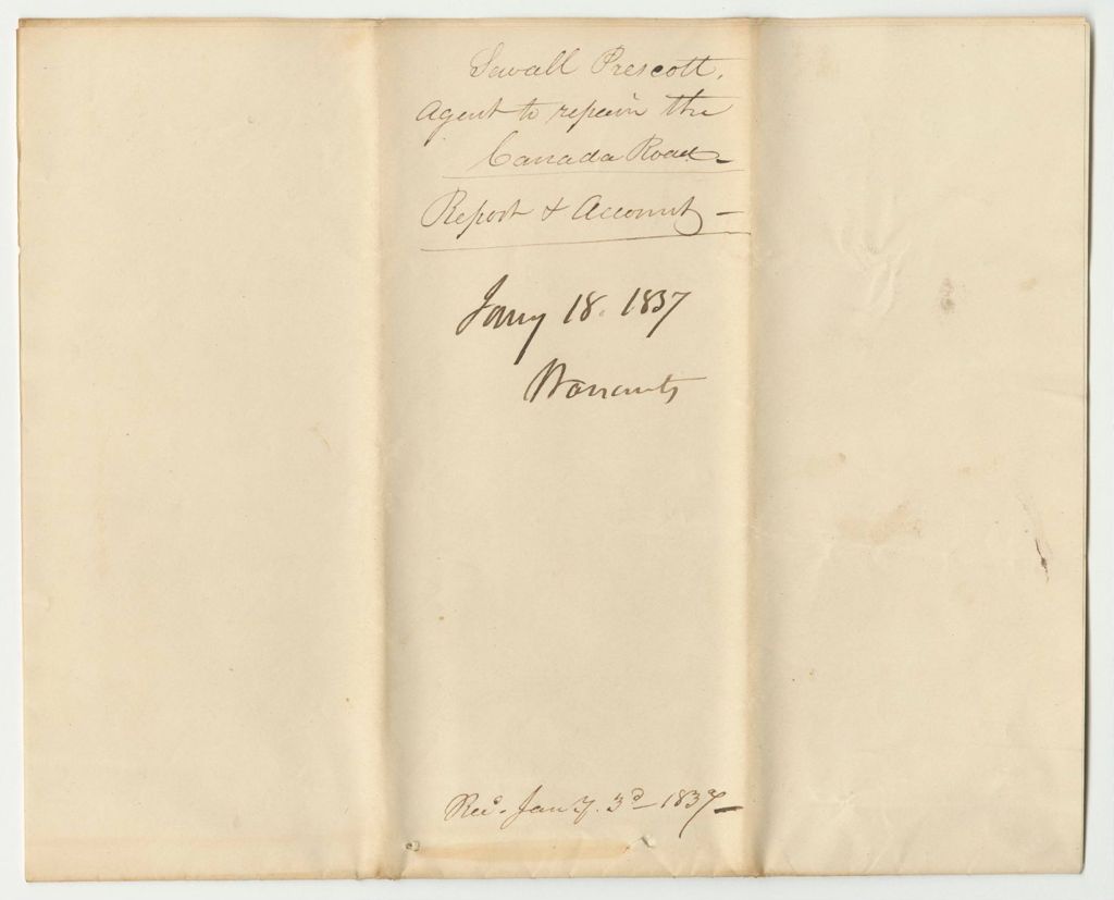 Miniature of Report and Account of Sewall Prescott, Agent to Repair the Canada Road