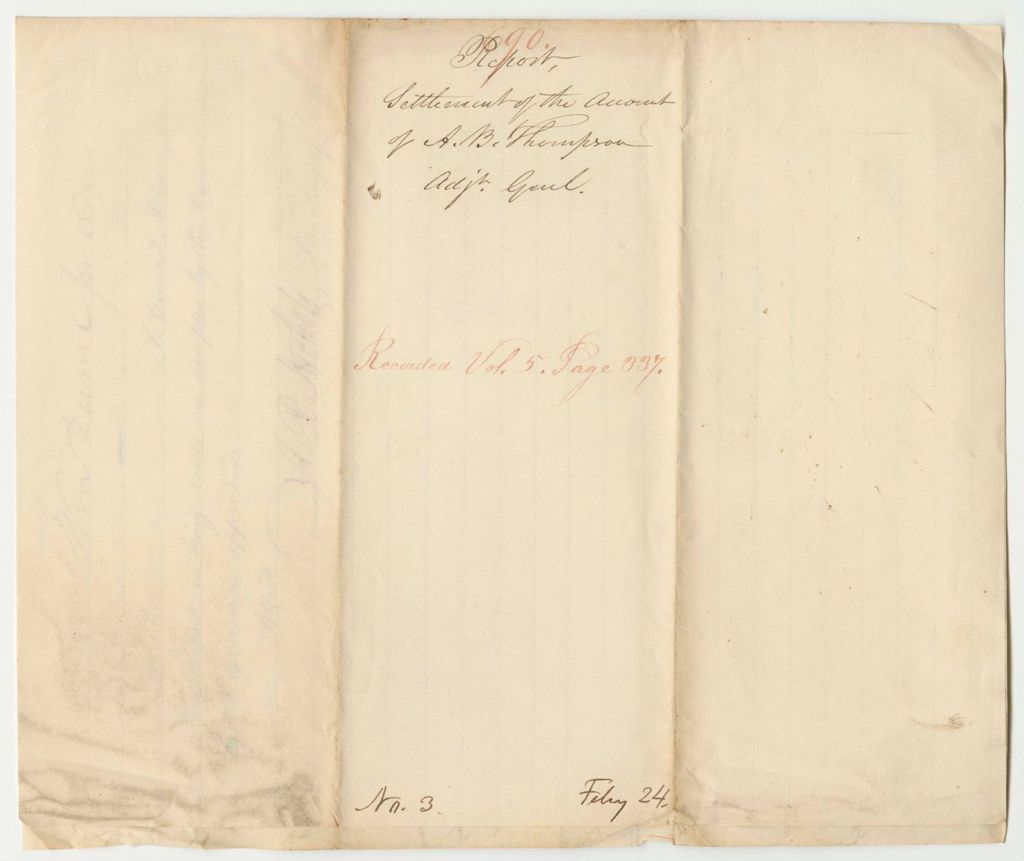 Miniature of Report 690: Report on the Settlement of the Account of A.B. Thompson, Adjutant General