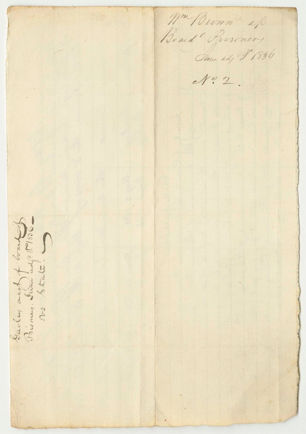 Miniature of Account of William Brown, Keeper of the State's Gaol in Machias in the County of Washington, for the Board of Prisoners Therein Committed for Offences Against the State from May 3rd to June 22nd 1836