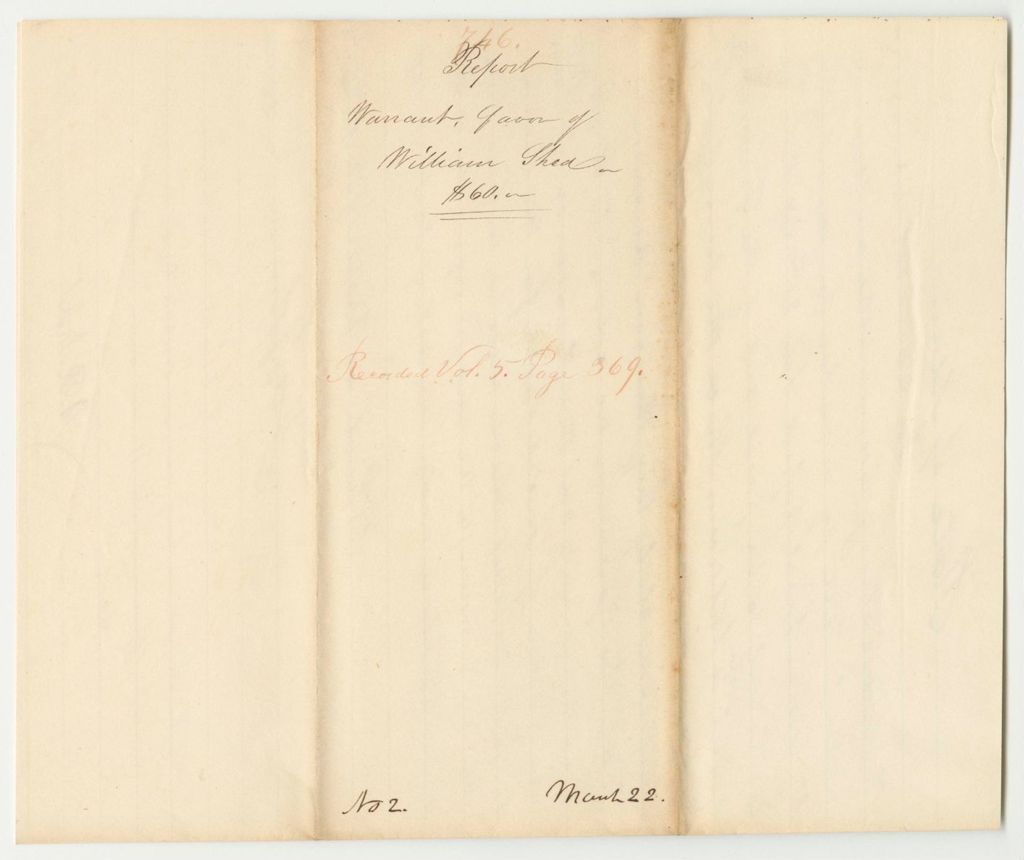 Miniature of Report 746: Warrant in Favor of William Shed for a Pension