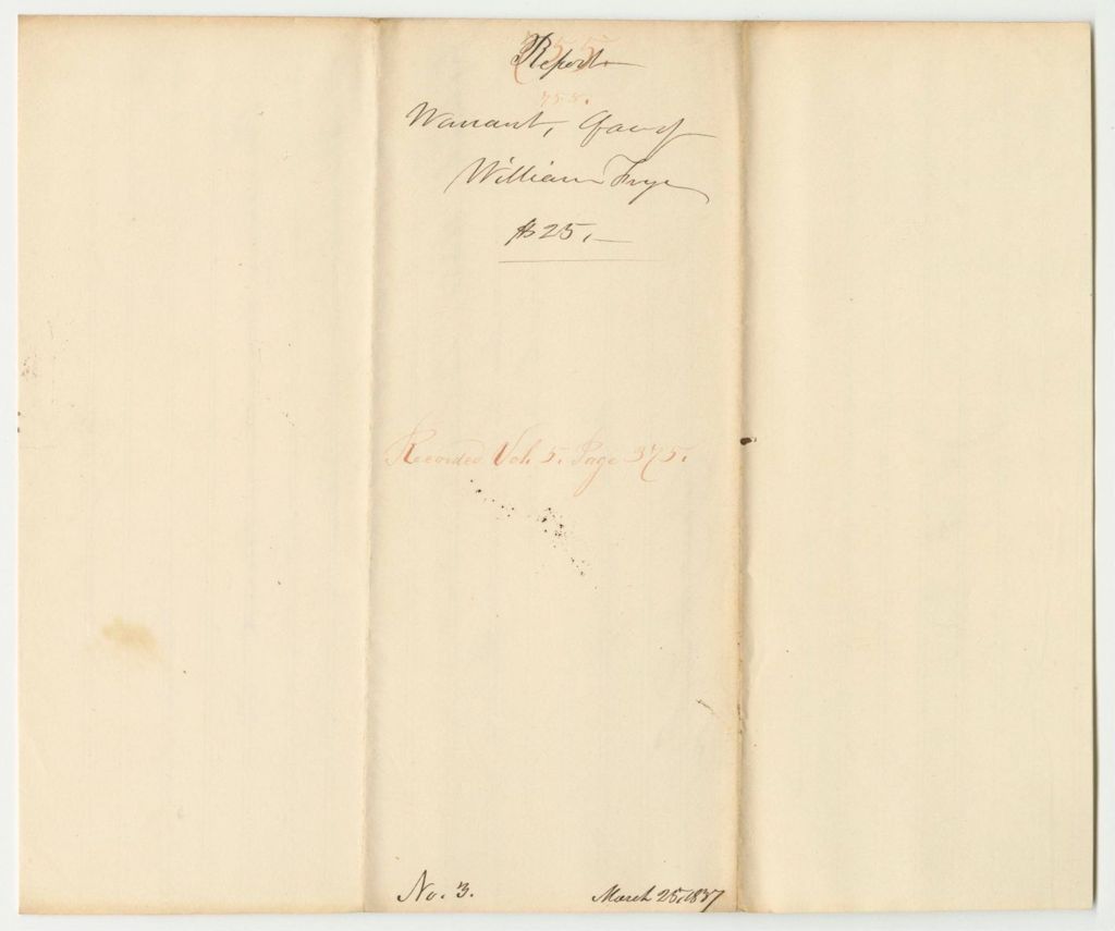 Miniature of Report 755: Warrant in Favor of William Frye for Services as School Commissioner