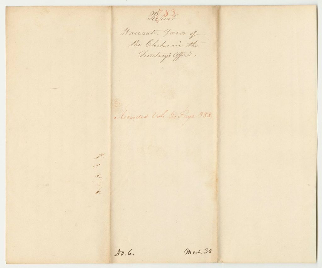 Miniature of Report 783: Warrant in Favor of The Clerks in the Secretary of State's Office