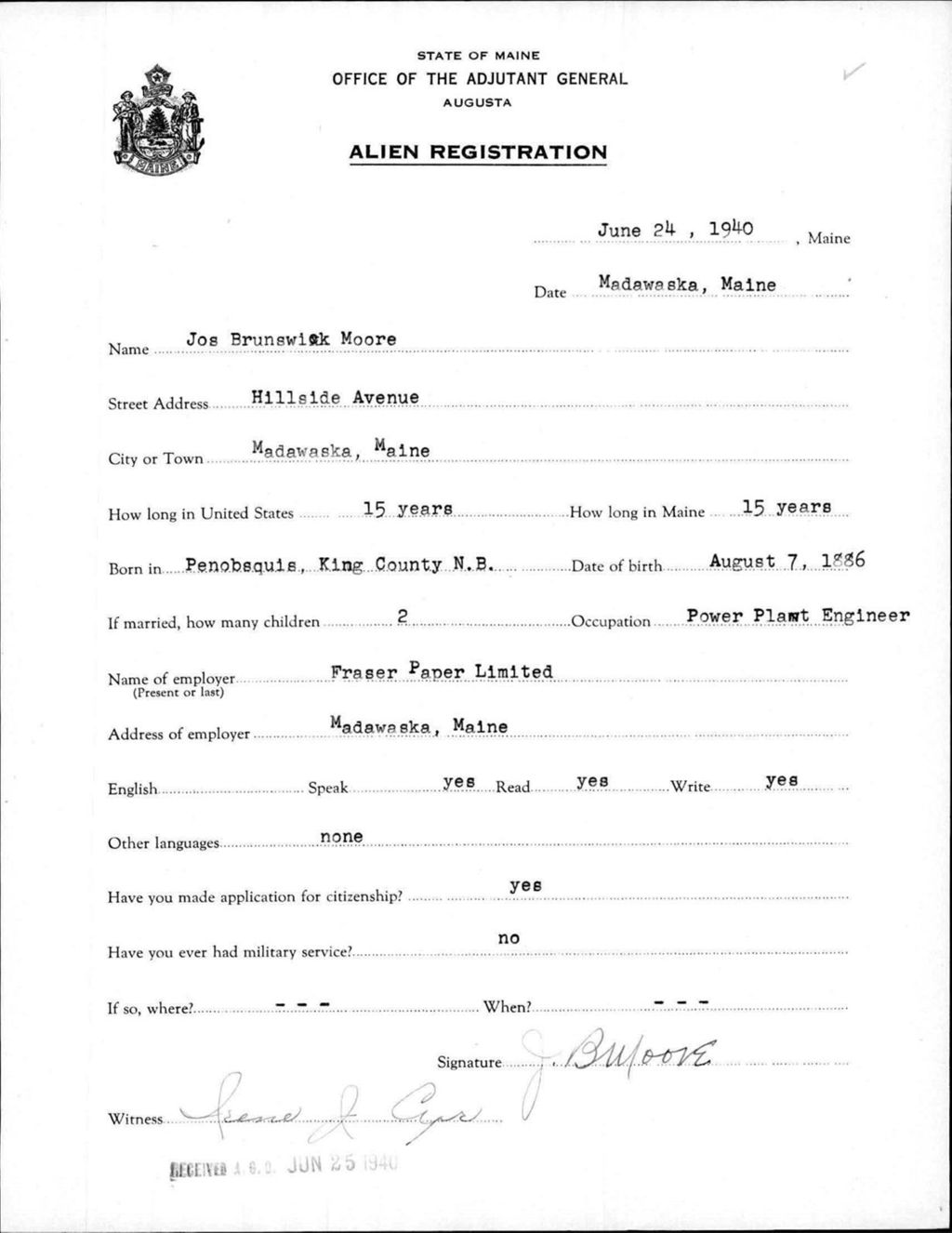 Miniature of Alien Registration- Moore, Joseph B. (Madawaska, Aroostook County)