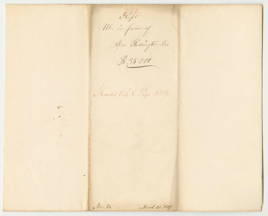 Miniature of Report 786: Warrant in Favor of Asa Redington Jr., State Treasurer, to Discharge Certain Public Debts