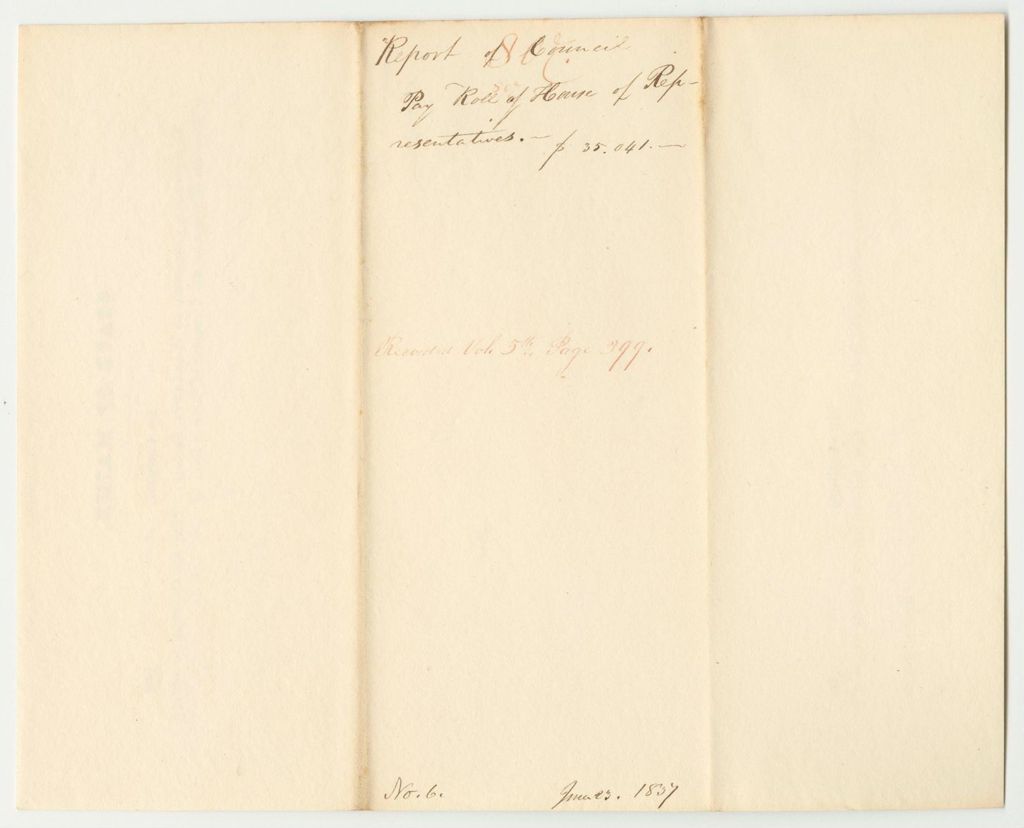 Miniature of Report 807: Report on the Payroll for the House of Representatives