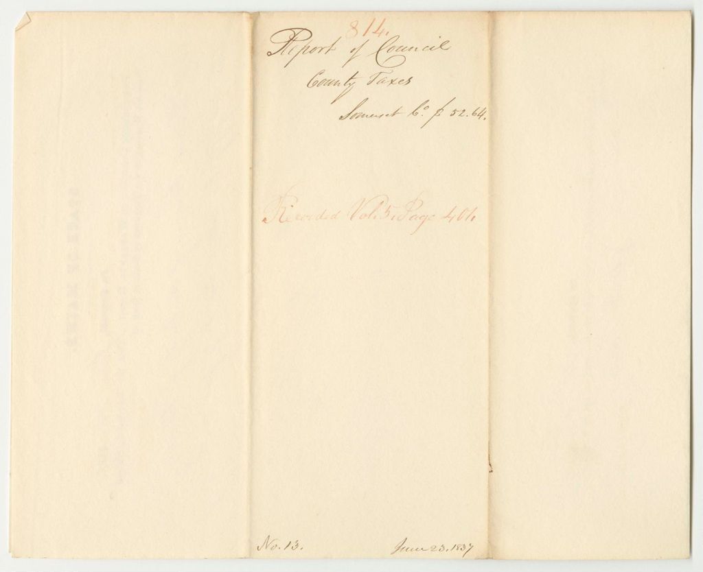 Miniature of Report 814: Warrant in Favor of Joseph Philbrick, Somerset County Treasurer, for County Taxes