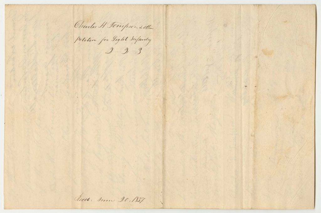 Miniature of Petition of Charles H. Tompson and Others to Disband the D Company of Infantry in Frankfort and Organizing a Company of Light Infantry