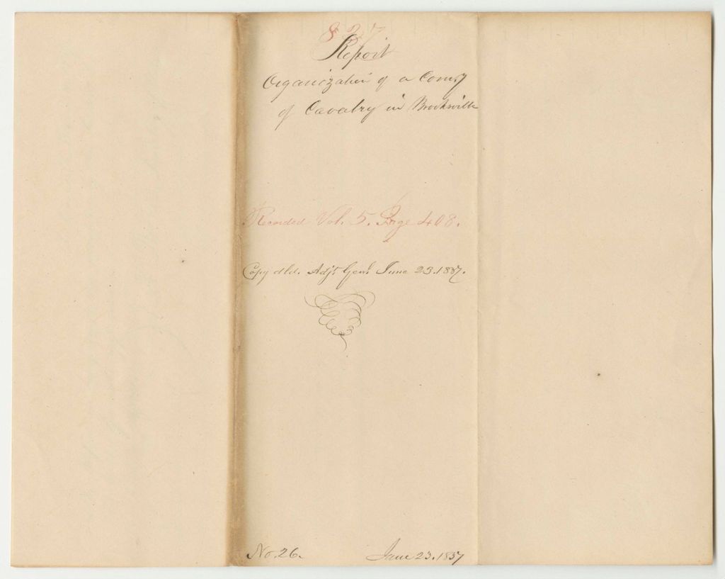 Miniature of Report 827: Report Organizing a Company of Cavalry in Brooksville
