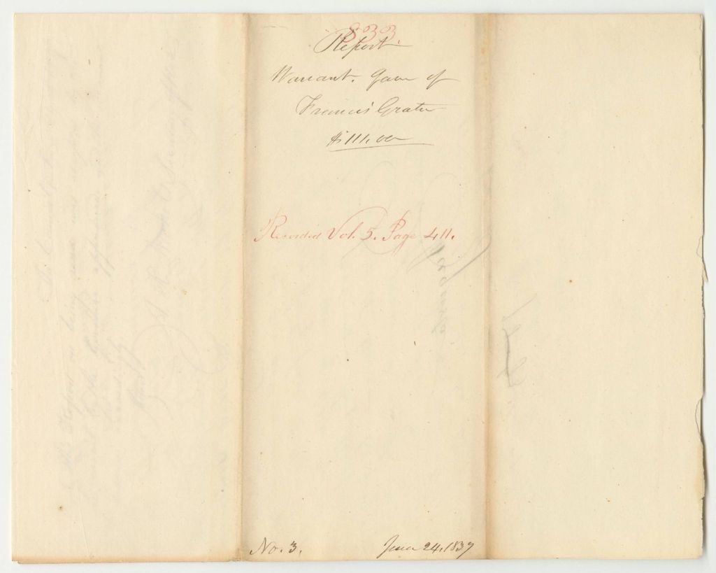 Miniature of Report 833: Warrant in Favor of Francis Grater, Draftsman to the Geological Survey