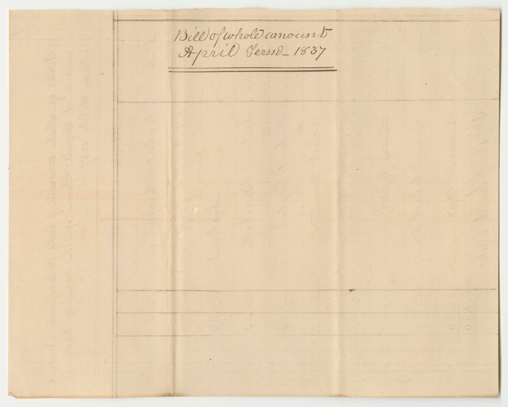 Miniature of Bill of Whole Amount of Costs in Criminal Prosecutions at the Court of Common Pleas in Lincoln County, April Term 1837