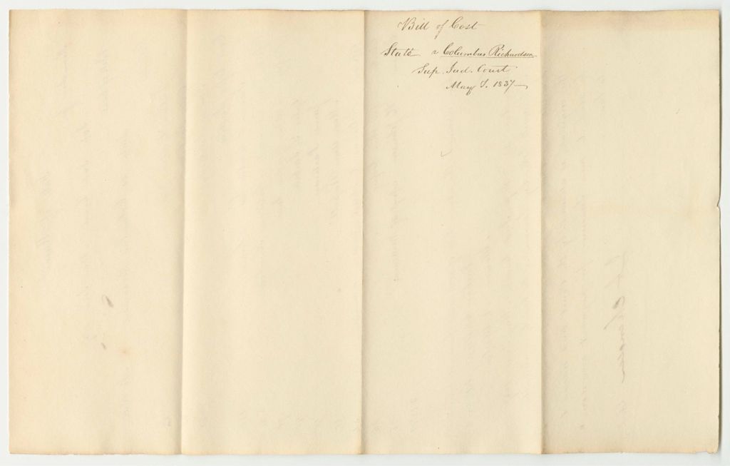 Miniature of Bills of Cost at the Supreme Judicial Court in Kennebec County, May Term 1837