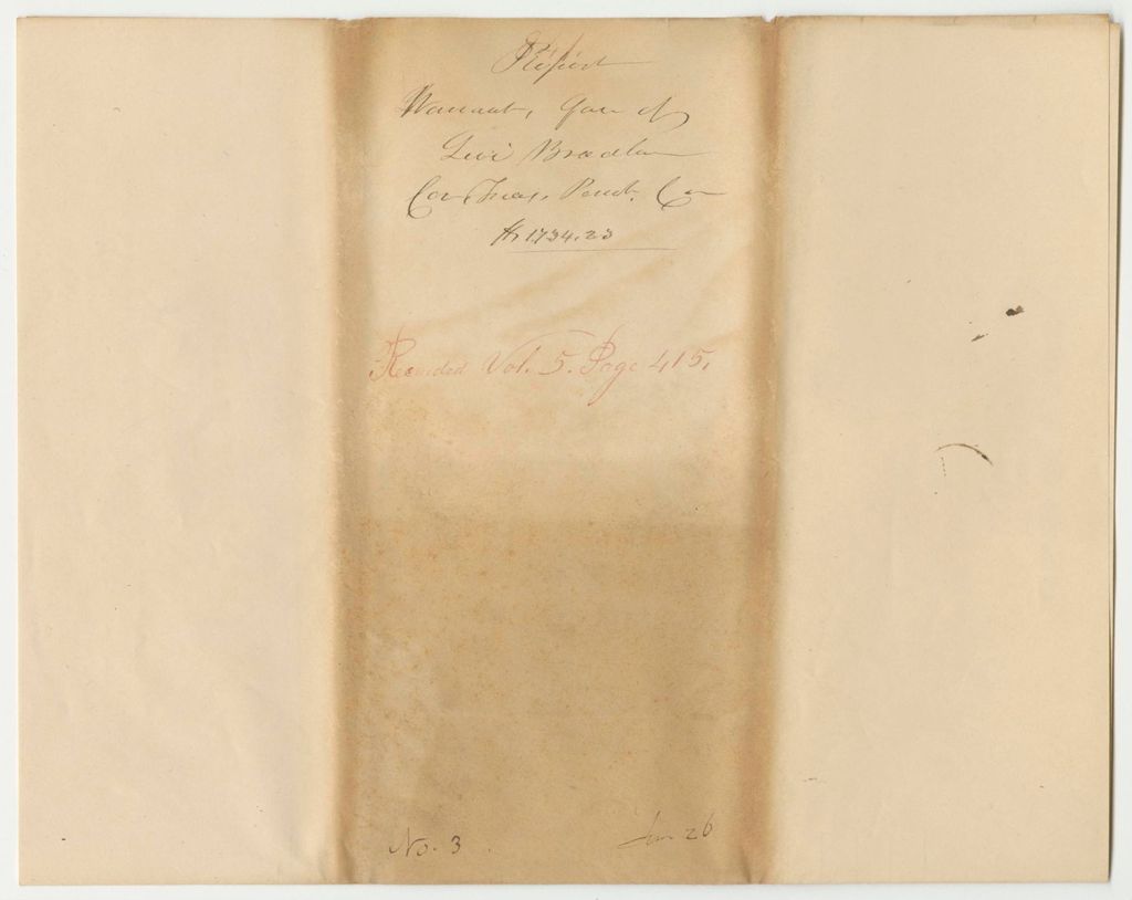 Miniature of Report 841: Warrant in Favor of Levi Bradley, Penobscot County Treasurer