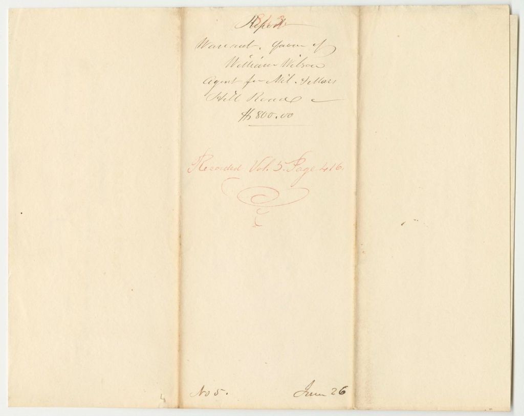 Miniature of Report 843: Warrant in Favor of William Wilson, Agent for the Military and Mars Hill Road
