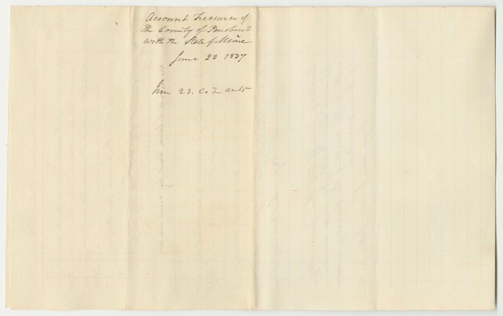 Miniature of Account of Levi Bradley, Penobscot County Treasurer