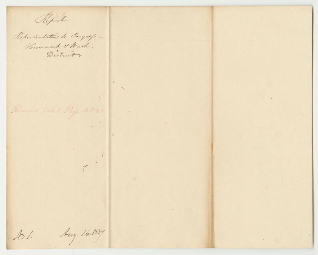 Miniature of Report 856: Report on the Return of Votes from Hancock and Washington District for Representative to Congress