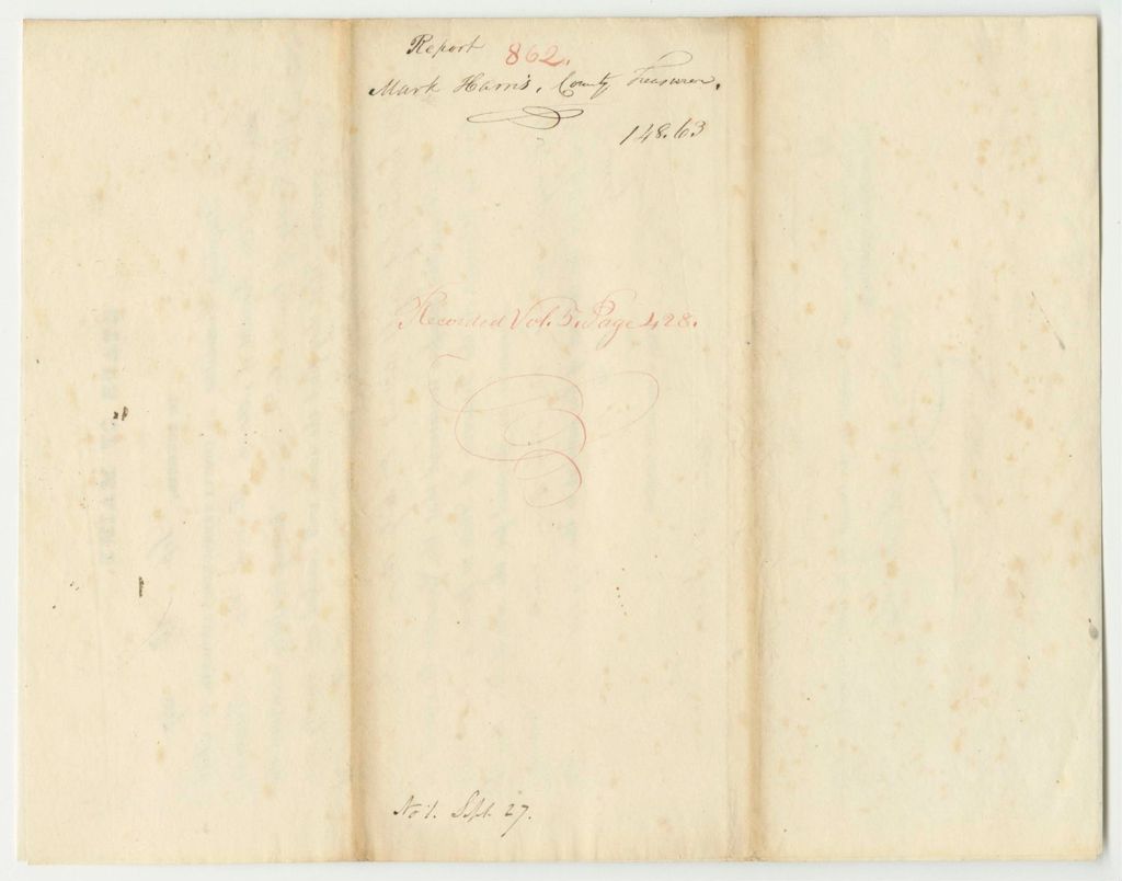 Miniature of Report 862: Report on the Account of Mark Harris, Cumberland County Treasurer