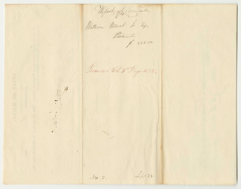 Miniature of Report 874: Warrant in Favor of William Woart Jr., Postmaster of Augusta, for Postage