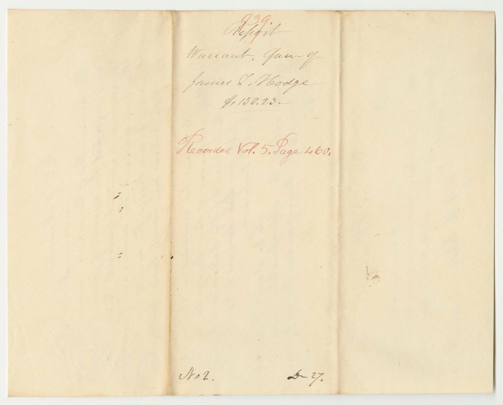 Miniature of Report 939: Warrant in Favor of James T. Hodge, Assisstant Geologist