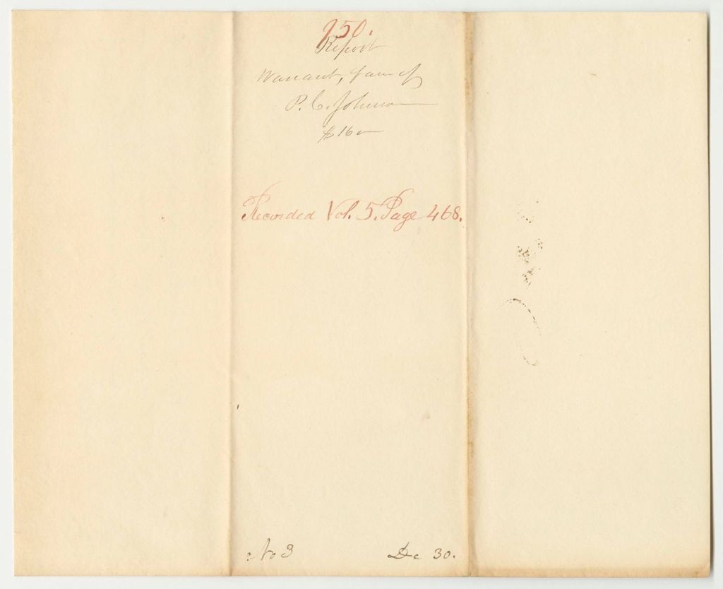 Miniature of Report 950: Warrant in Favor of P.C. Johnson