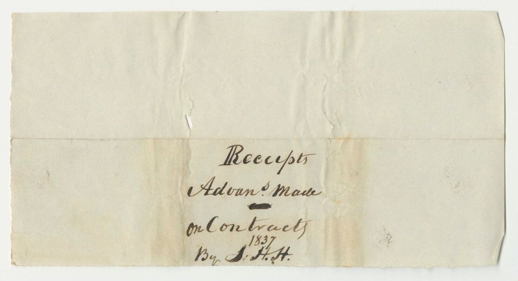 Miniature of Receipts from the Account of J.H. Hartwell, Agent to Superintend Building the Insane Hospital, for January 1838