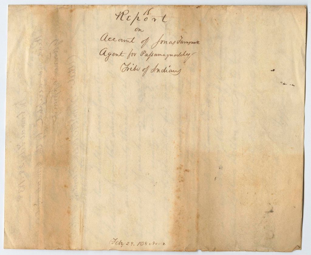Miniature of Report 18: Report on the Account of Jonas Farnsworth, Passamaquoddy Indian Agent