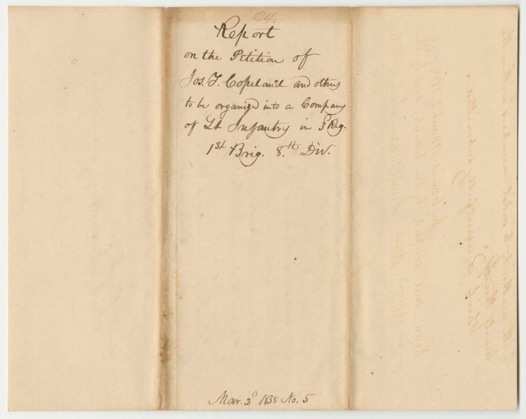 Miniature of Report 24: Report on the Petition of Joseph T. Copeland and Others to be Organized into a Company of Light Infantry in New Portland and Vicinity