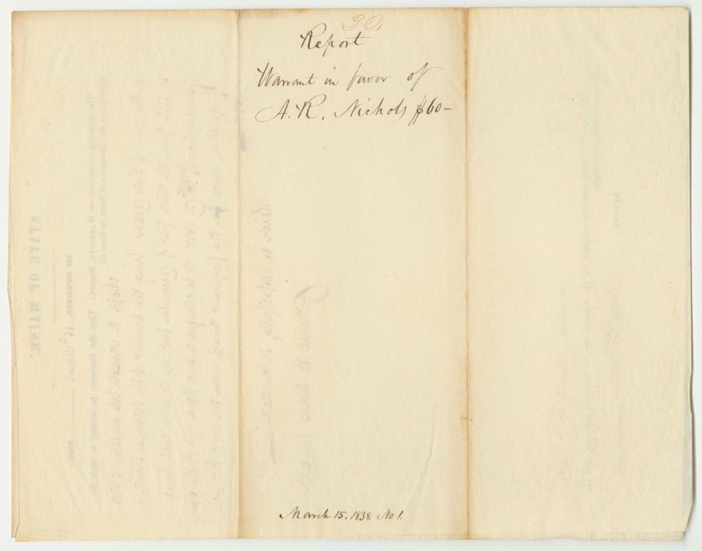 Miniature of Report 32: Warrant in Favor of Asaph R. Nichols, Secretary of State