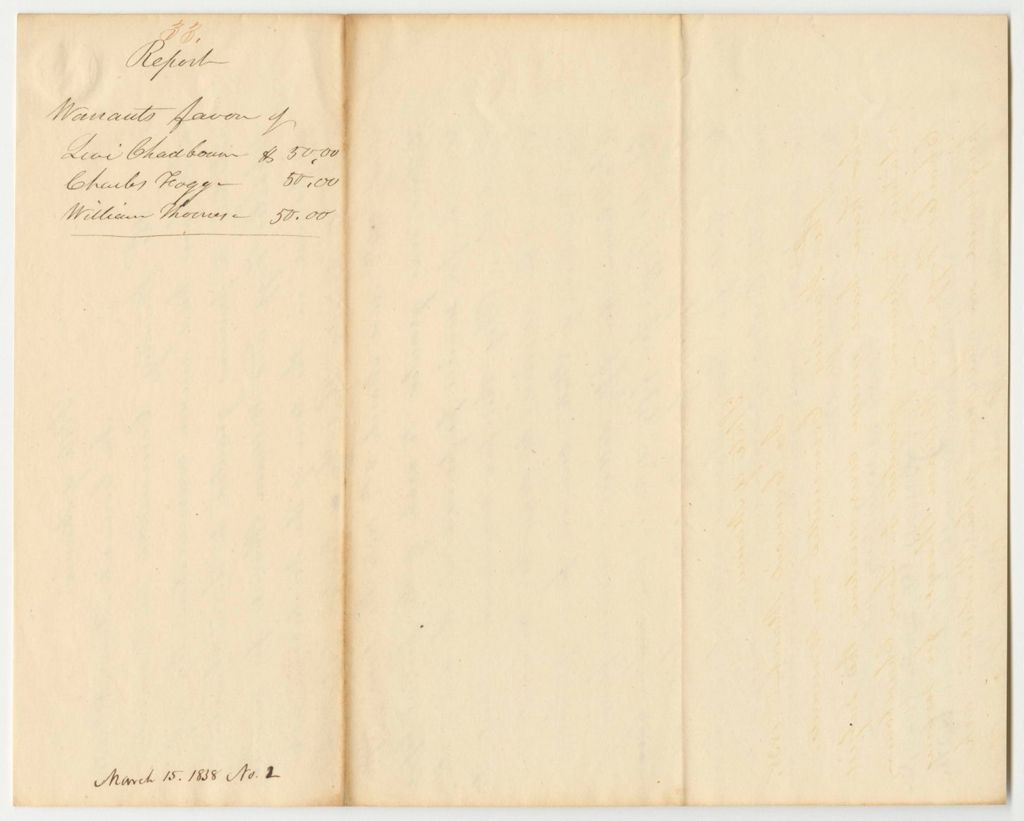 Miniature of Report 33: Warrant in Favor of Levi Chadbourne, Charles Fogg, and William Thomas, Revolutionary War Pensioners