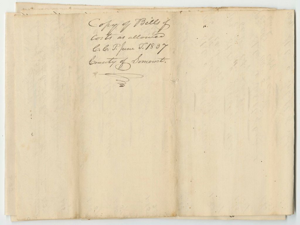 Miniature of Bills of Cost at the Court of Common Pleas in Somerset County, June Term 1837