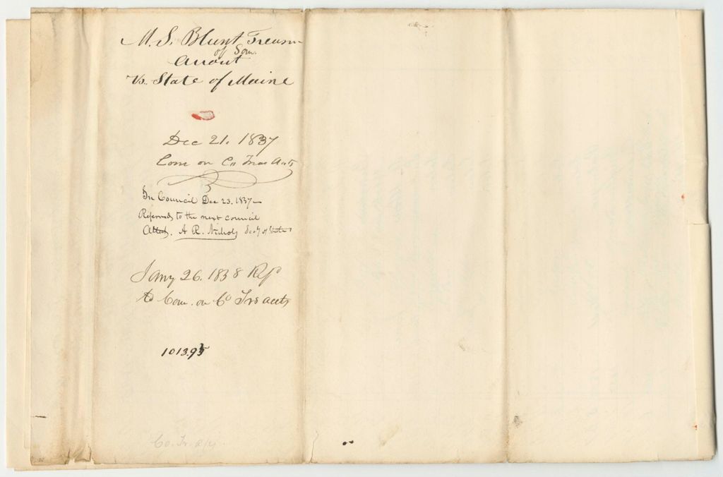 Miniature of Account  of Mark S. Blunt, Somerset County Treasurer