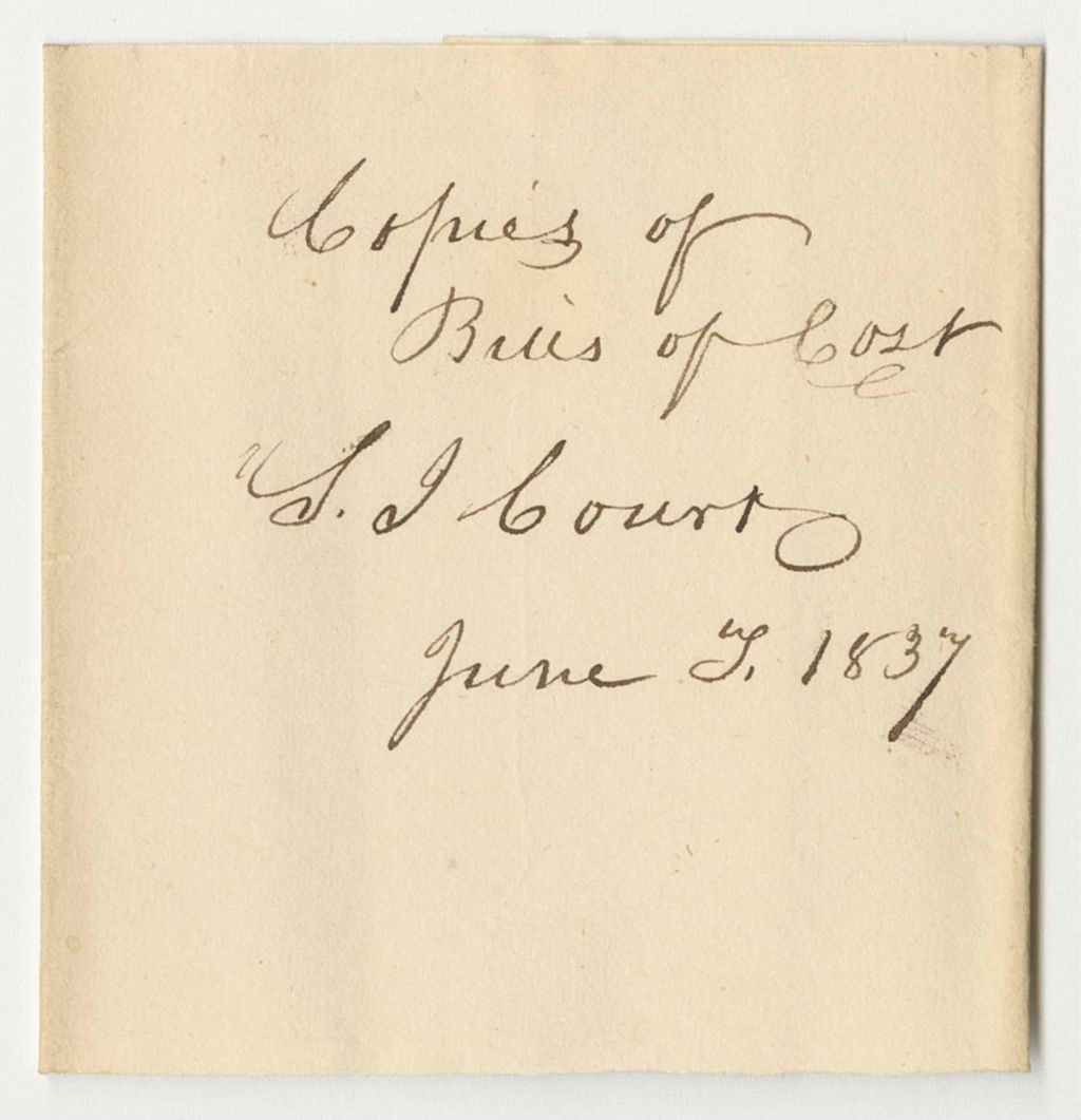 Miniature of Bills of Cost at the Supreme Judicial Court in Washington County, June Term 1837