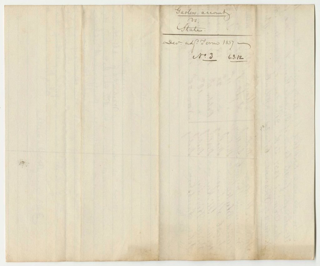 Miniature of Account of Benjamin L. Pomroy, Keeper of the States Gaol in Machias in the County of Washington, for the Board of Prisoners Therein Committed for Offences Against the State from September 21st to December 21st 1837