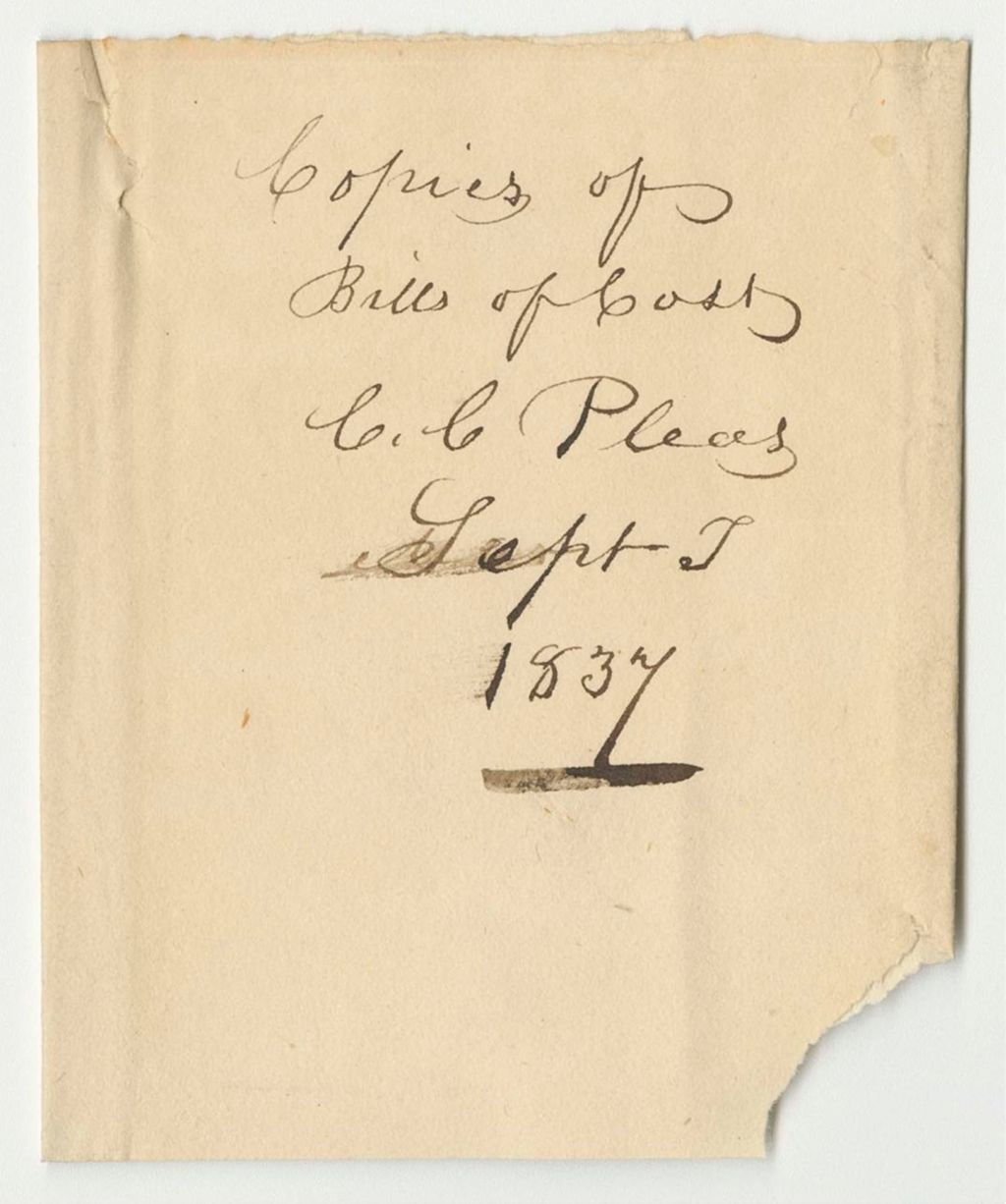 Miniature of Bills of Cost at the Court of Common Pleas in Washington County, September Term 1837
