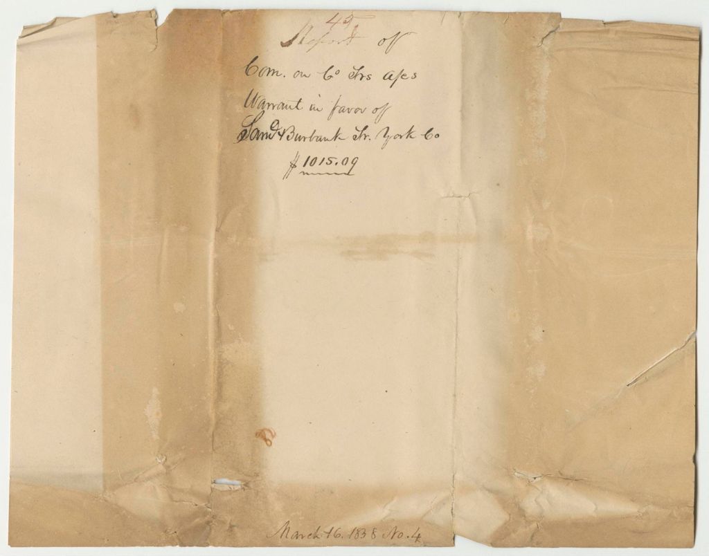 Miniature of Report 45: Warrant in Favor of Samue Burbank, York County Treasurer