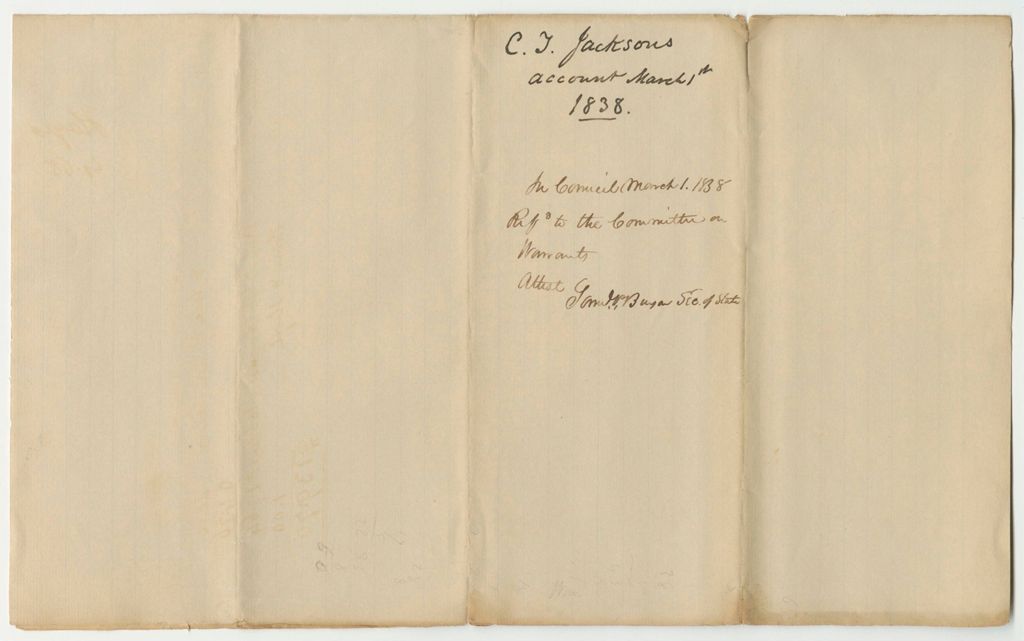 Miniature of Account of C.T. Jackson, for Services and Materials for the Geological Survey