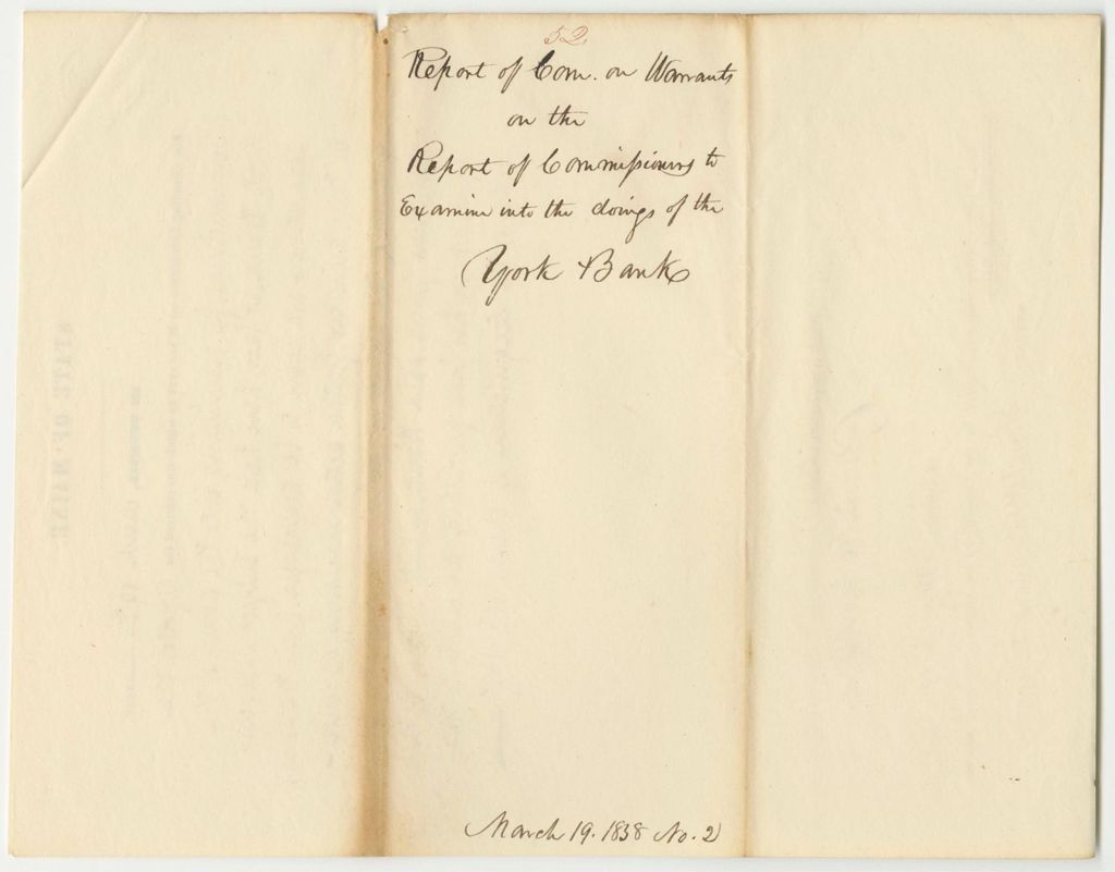 Miniature of Report 52: Report of the Committee on Warrants on the Report of the Commissioners to Examine the Doings of the York Bank