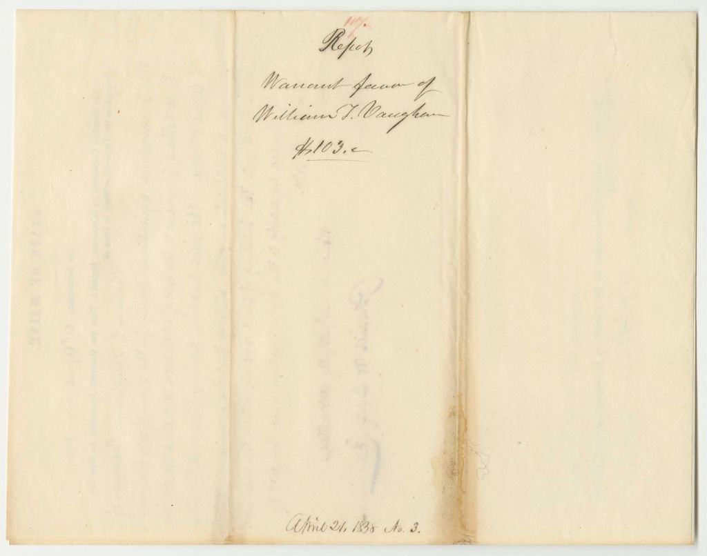 Miniature of Report 117: Warrant in Favor of William T. Vaughan, Treasurer of the Cumberland County Agricultural Society